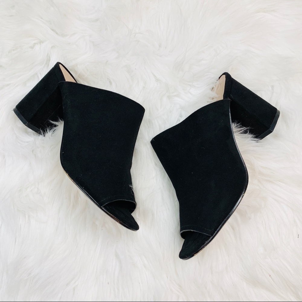 ASOS Black Open Toe Block Heel Mules
